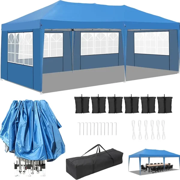 3 X 6 m Gazebo pop-up impermeabile Tende per padiglione all'aperto Tenda a baldacchino antipioggia su quattro lati 420D in tessuto Oxford per matrimonio