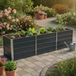 Lettino da giardino rialzato 240x40x45 cm in acciaio zincato antracite con fondo aperto
