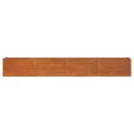 Lettino rialzato da giardino 320x40x45 cm in acciaio Corten effetto ruggine, fioriera per orto da esterno