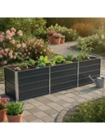 Lettino da giardino rialzato 240x40x45 cm in acciaio zincato antracite con fondo aperto