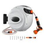 SucceBuy Avvolgitubo retrattile 82 piedi x 1/2 pollice 180 ° Staffa girevole per tubo dell'acqua da giardino a parete con ugello a 9 modelli