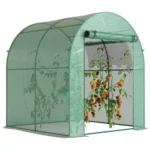 Outsunny Serra a tunnel da giardino 180x200 cm con telaio in acciaio, porta e finestra, per esterni, tutte le stagioni, ortaggi, frutta, fiori, telo in PE, verde