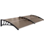 Tettoia per porta d'ingresso, tetto per porta esterna in policarbonato e alluminio, protezione resistente contro pioggia e raggi UV per terrazza, balcone, marrone
