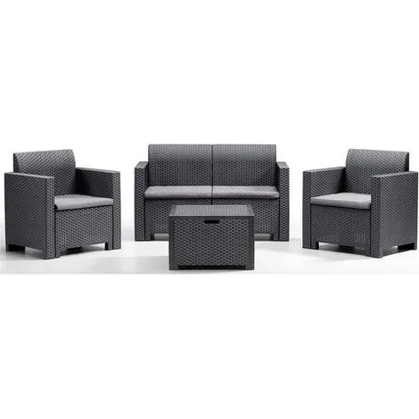 Bica Salotto Da Giardino Rattan Polipropilene Esterno Bar Set Antracite
