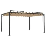 Gazebo con Tetto a Lamelle 3x4 m in Tessuto Tortora e Alluminio &mdash; altra vista