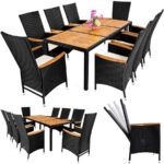 Gruppo di sedute da giardino in polyrattan 9 pezzi nero