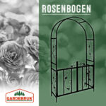 Arco per rose con portoncino metallo nero 115x37x225cm - immagine 2