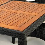 Gruppo di sedute da giardino in polyrattan Rom 9 pezzi in legno di acacia nero - immagine 2