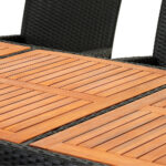 Gruppo di sedute da giardino in polyrattan Rom 9 pezzi in legno di acacia nero - immagine 3