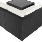 Salotto angolare in polyrattan nero/crema con scatola di cuscini in polyrattan nero - immagine 2