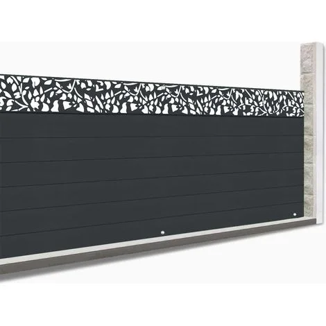 Schermo oscurante 1,5 x 10M effetto doghe di recinzione con motivo FLOWER 160 gr/m&sup2;