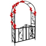 Arco per rose con portoncino metallo nero 115x37x225cm