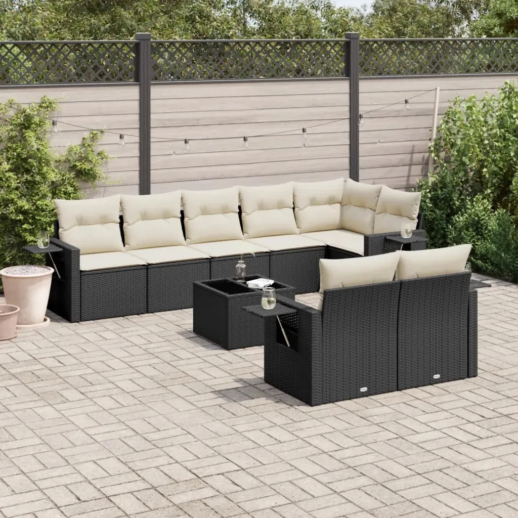 ec11cbe0be79c7576119ea32d172075687b8e9a5.jpg Set Divani da Giardino 9 pz con Cuscini Nero in Polyrattan