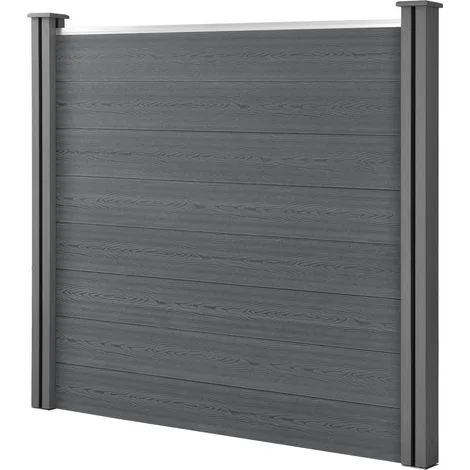 Recinzione in WPC per Giardino Staccionata Frangivista Alta 165 cm Lunga 162 cm Grigio NEU.HOLZ