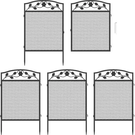 5 Pannelli Recinzione Giardino Metallo Staccionata Recinto Ferro per Giardino esterno Recinzioni per Aiuole Bordatura per Prato, Fitta Rete, Decorativo, Ciascuno di 60x110cm