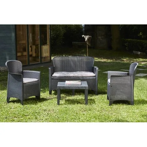 Set Salotto da Esterno - Salottino Outdoor Nero Antracite